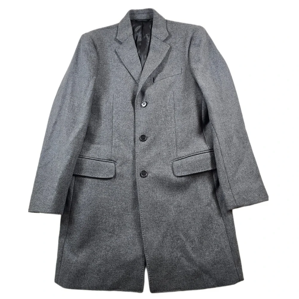 Banana Republic Overcoat Mens Small Gray Wool Italian Fabric Mario Bellucci